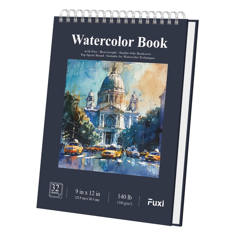 Fuxi Water Color Paper 9 x 12 Watercolor Sketchbook 140 lb Cold Press 32 Sheets 64 Pages Watercolor Pad Perfect for Classroom Home Travel Art Supplies for Artists Gifts - Image 2