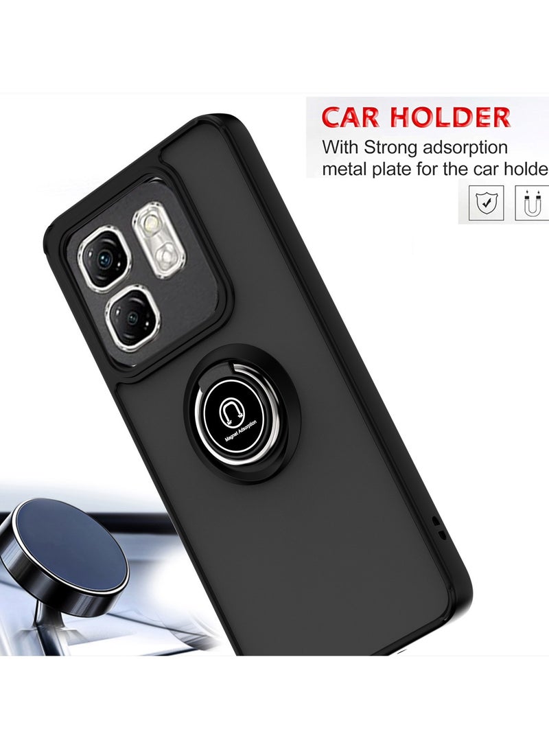 for Infinix Smart 9 / Hot50i Case, TPU + Hard PC Magnetic Ring Car Mount Stand Bumper Cover Full Portection Shockproof Phone Case for Infinix Smart 9 / Hot50i, Black - Image 2