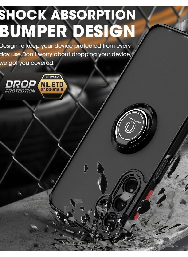 for Infinix Smart 9 / Hot50i Case, TPU + Hard PC Magnetic Ring Car Mount Stand Bumper Cover Full Portection Shockproof Phone Case for Infinix Smart 9 / Hot50i, Black - Image 3