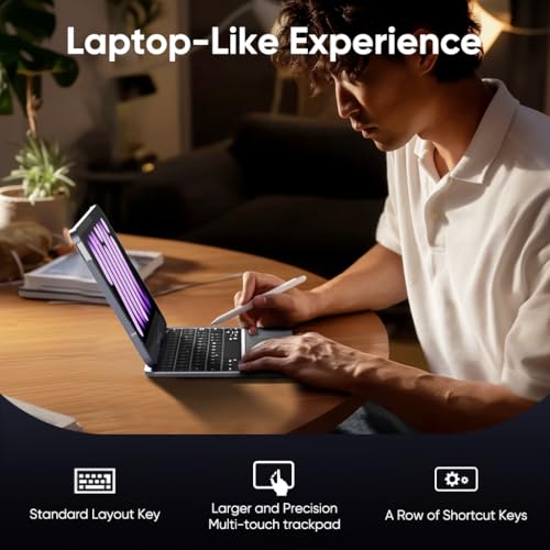 doqo iPad mini 7&Mini 6 case with Keyboard 8.3 inch 2021/2024, Keyboard case for iPad mini 7th/6th with Touch trackpad 7 Colors Backlit Wireless 360° Rotatable,Slim Protective Space Gray - Image 4