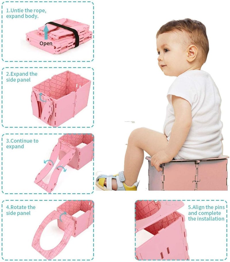 VUFVOID Folding Potty for Kids Portable Travel Toilet for Toddler Outdoor Camping Yellow - Image 3
