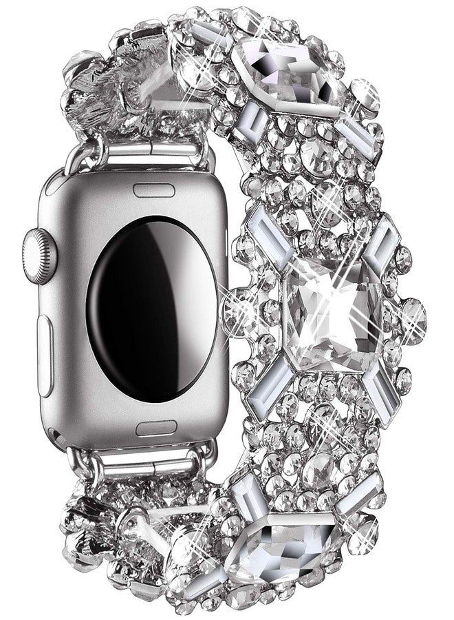 VIQIV Bling Bands Compatible with Apple Watch Band 38mm 40mm 41mm 42mm 44mm 45mm 49mm Iwatch Series SE 9 8 7 6 5 4 3 2 Ultra, Diamond Rhinestone Dressy Metal Bracelet Wristband Strap for Women - Image 3