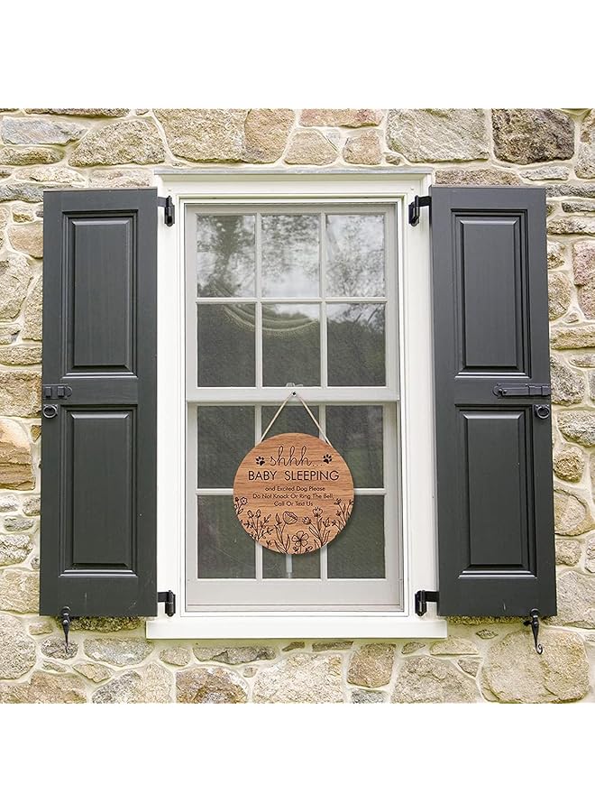 erorex Shhh Baby Sleeping Front Door Sign Please Don'T Ring Doorbell Wood Door Hanger Outdoor Outside Porch Baby Room Decor Farmhouse Rustic Wooden Wreath Indoor Wall Hanging Decoration - Image 5
