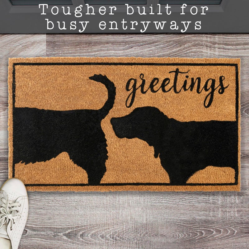 MAINEVENT Funny Dog Greetings Welcome Mat for Front Door, 30x17 Inch, Dog Mat for Covered Outdoor Area, Puppy Doormat w/Non-Slip PVC Backing - Image 3