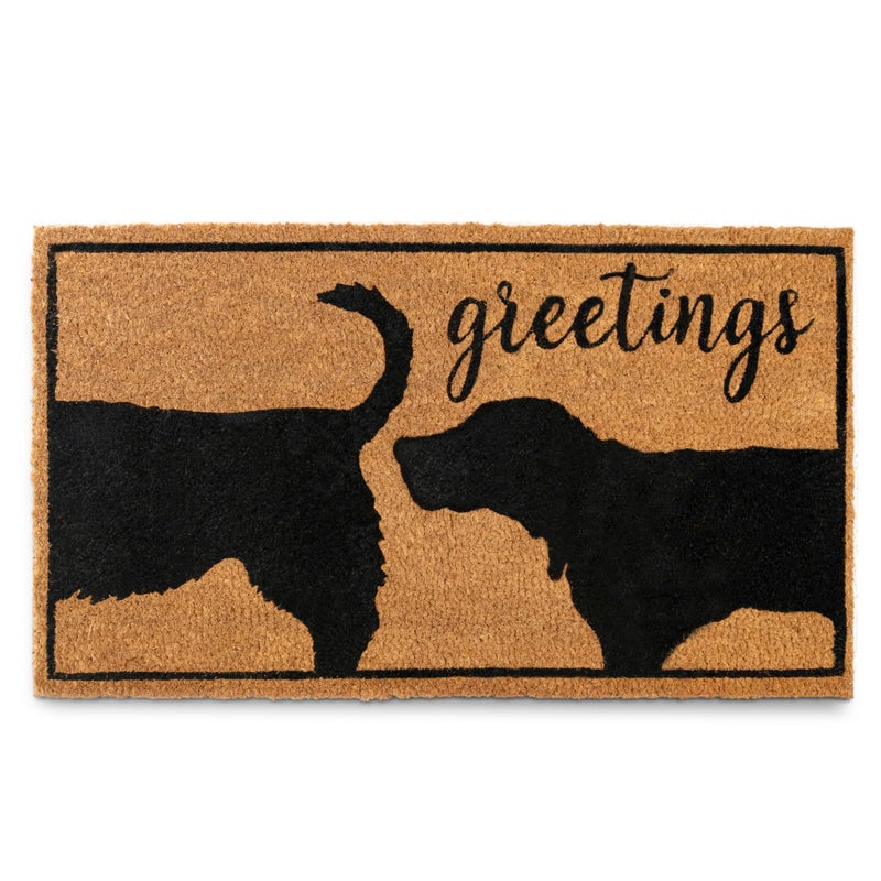 MAINEVENT Funny Dog Greetings Welcome Mat for Front Door, 30x17 Inch, Dog Mat for Covered Outdoor Area, Puppy Doormat w/Non-Slip PVC Backing - Image 1
