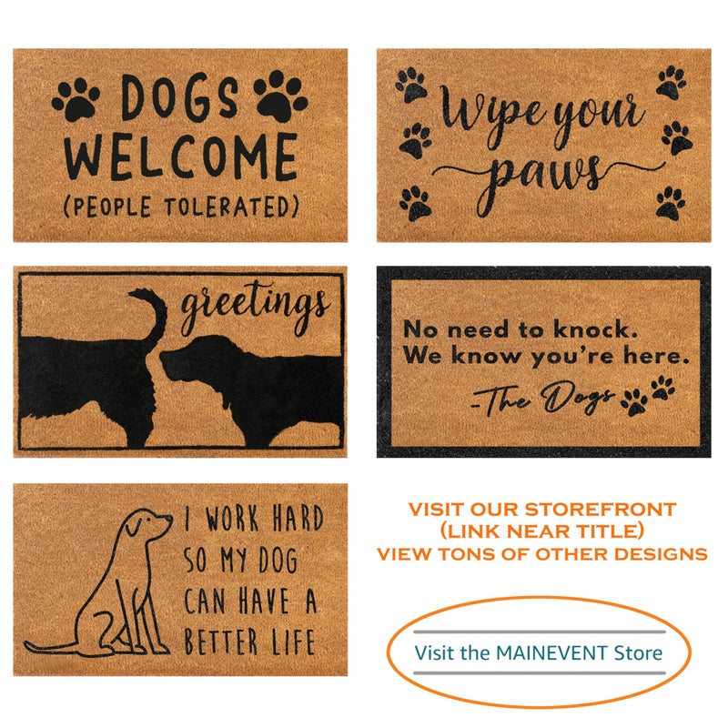MAINEVENT Funny Dog Greetings Welcome Mat for Front Door, 30x17 Inch, Dog Mat for Covered Outdoor Area, Puppy Doormat w/Non-Slip PVC Backing - Image 5