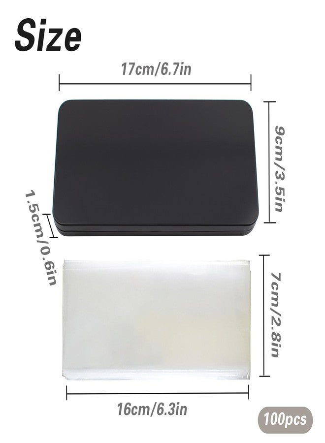 JINGHANGER 2 PCS Metal Cash Box with 100 PCS Clear Paper Money Holders, Single Row Currency Tray Money Organizer for Cash Transparent Currency Sleeves with Storage Box Dollar Bill Protector Holders Black - Image 3