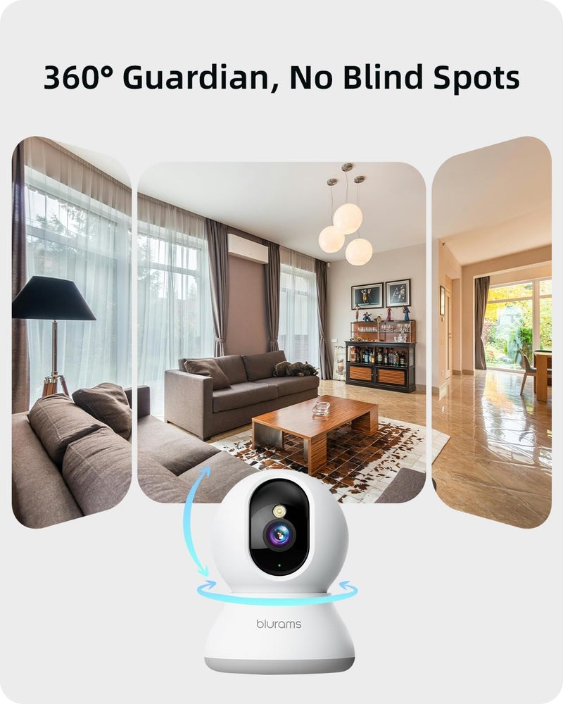 Blurams Camera for Home, 2K Indoor Camera, 360° Wi-Fi Cameras with Motion Tracking, 2 Way Talk, Color&IR Night Vision, SD Card/Cloud Storage - Image 3