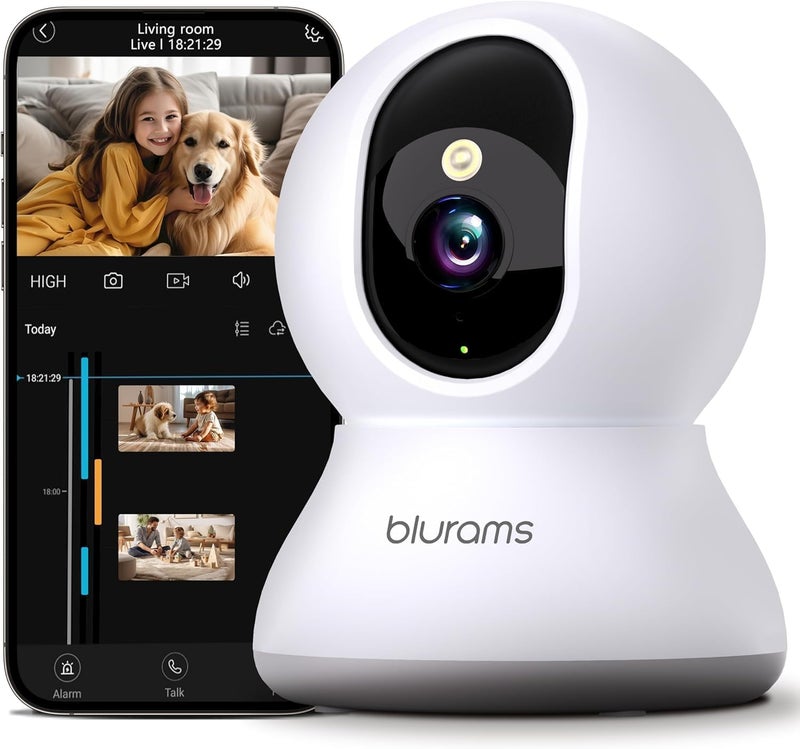 Blurams Camera for Home, 2K Indoor Camera, 360° Wi-Fi Cameras with Motion Tracking, 2 Way Talk, Color&IR Night Vision, SD Card/Cloud Storage - Image 1