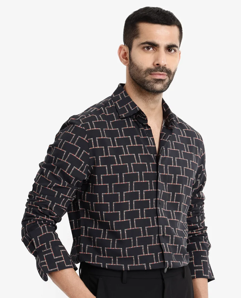 Rare Rabbit Men's Geometric Print Shirt