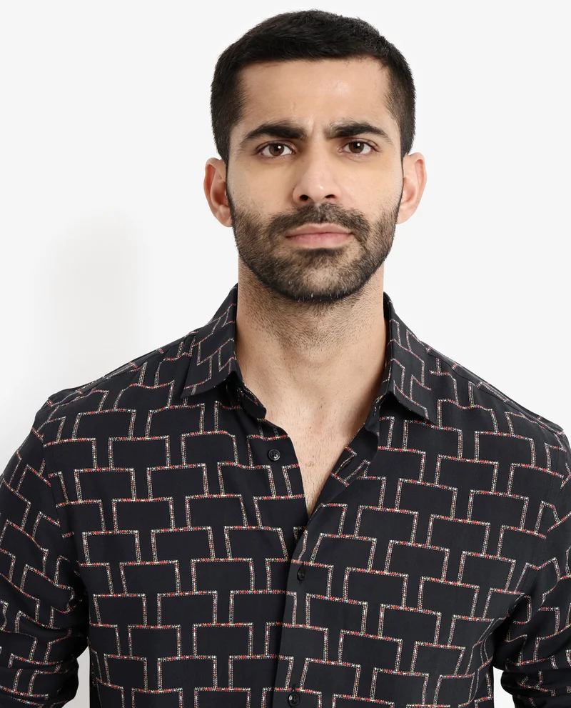 Rare Rabbit Men's Geometric Print Shirt