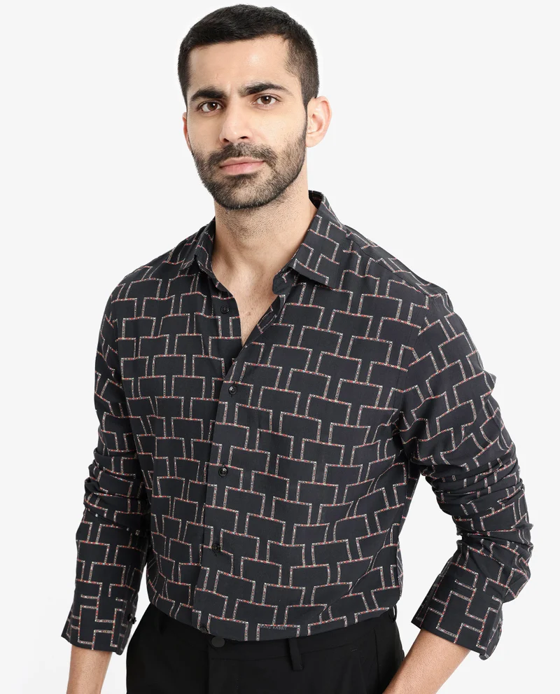 Rare Rabbit Men's Geometric Print Shirt