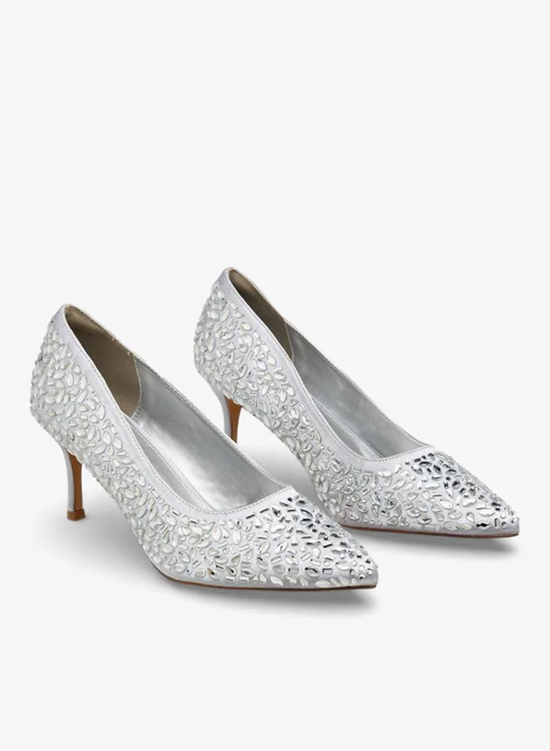 Flora Bella By Shoexpress SILVER Women Embellished Stiletto Heel Pumps Ramadan Collections for Women | Best Price UAE