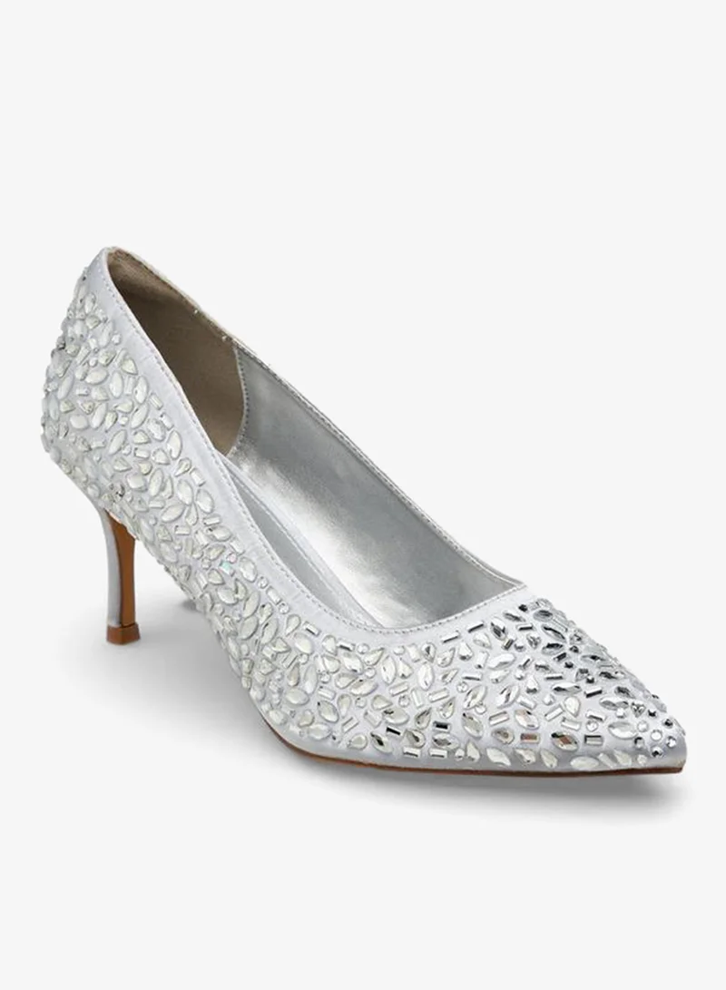 Flora Bella By Shoexpress SILVER Women Embellished Stiletto Heel Pumps Ramadan Collections for Women | Best Price UAE