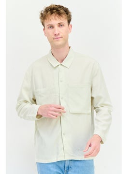 SELECTED Men Drop Shoulder Solid Long Sleeve Casual Shirt, Beige  - Image 1