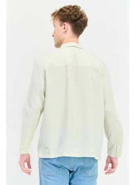 SELECTED Men Drop Shoulder Solid Long Sleeve Casual Shirt, Beige  - Image 4