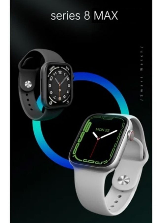 Smart watch series 8 watch 8 max 45 mm bluetooth Full Touch Call Smartwatch With Replaceable Strap Full Screen Smooth Touch Smartwatch With Rotating Side Black And Working Button Black