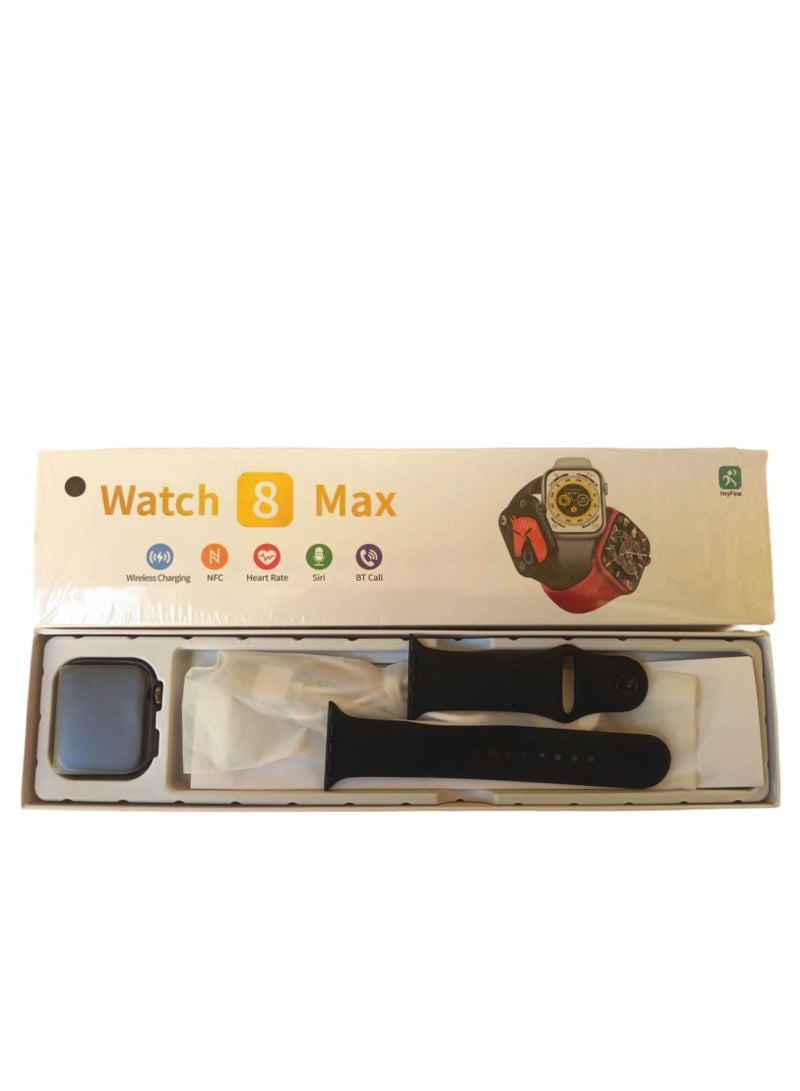 Smart watch series 8 watch 8 max 45 mm bluetooth Full Touch Call Smartwatch With Replaceable Strap Full Screen Smooth Touch Smartwatch With Rotating Side Black And Working Button Black