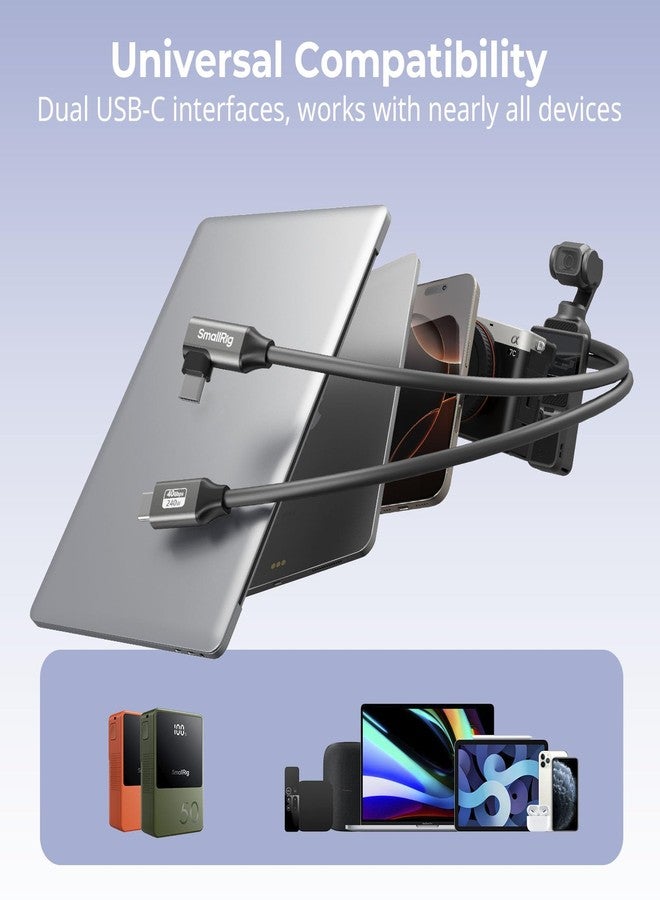 SMALLRIG USB4 40Gbps USB-C Cable, 240W Fast Charging & 8K@60Hz Video & 40Gbps Data Transfer, 35cm/13.8in Straight to Angled Connectors with Cable Tie, for MacBook for iPad Pro for iPhone - 5075 - Image 5