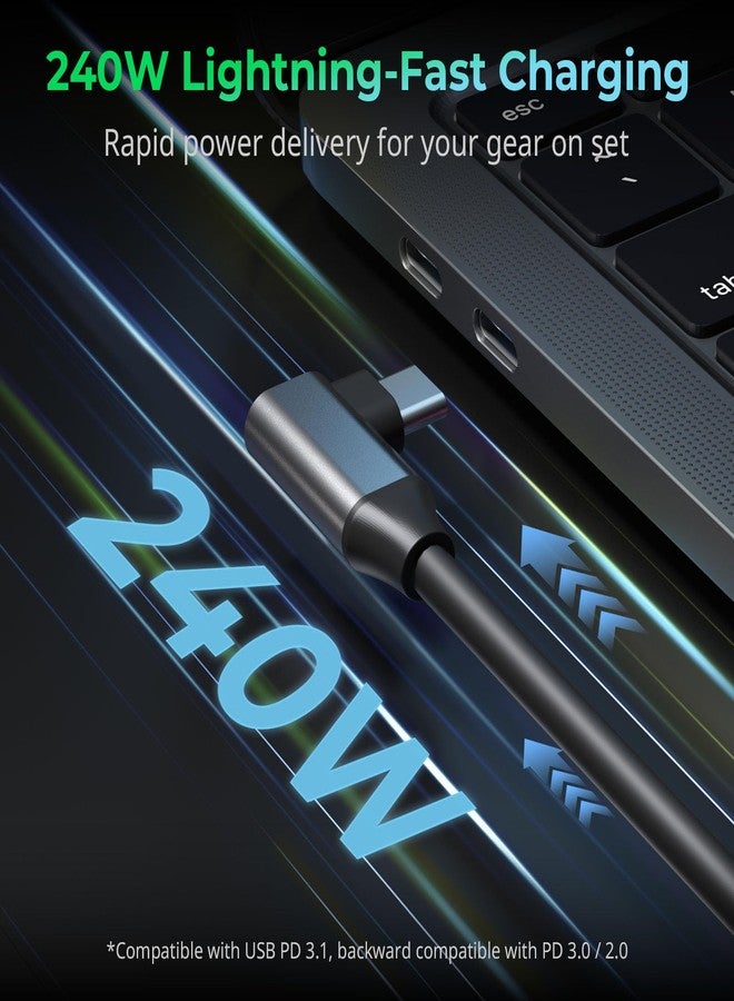 SMALLRIG USB4 40Gbps USB-C Cable, 240W Fast Charging & 8K@60Hz Video & 40Gbps Data Transfer, 35cm/13.8in Straight to Angled Connectors with Cable Tie, for MacBook for iPad Pro for iPhone - 5075 - Image 3