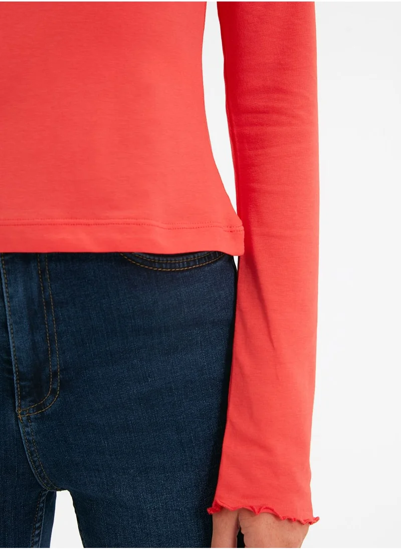 trendyol Crew Neck Cut Out Detail Top