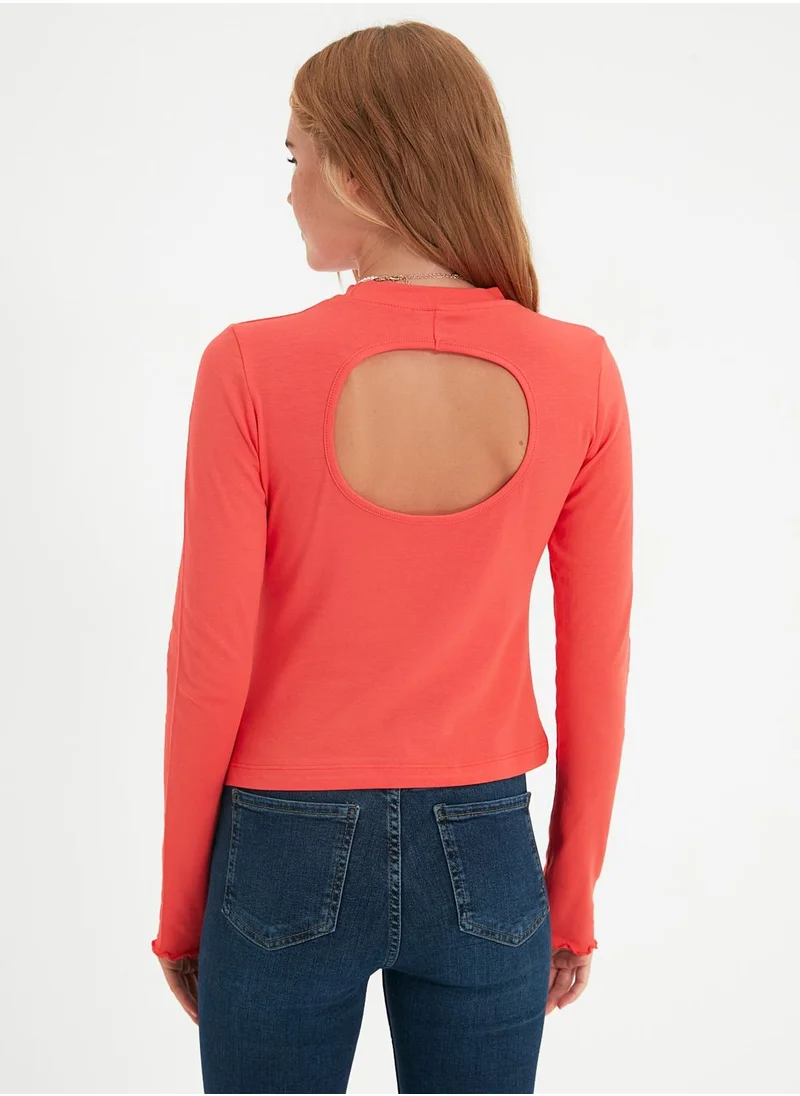 trendyol Crew Neck Cut Out Detail Top