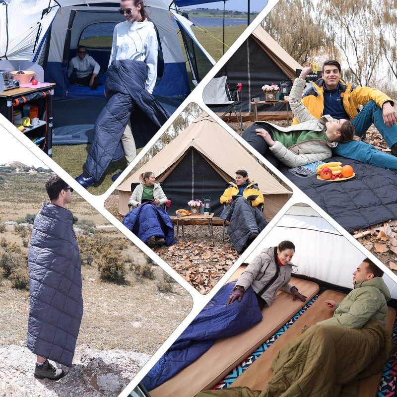 KingCamp Packable Lightweight Travel Down Alternative Warm Camping Blanket, Large Compact Outdoor Waterproof Insulated Blanket for Airplane,Hiking, Backpacking,Stadium,Park,Black 1.1lbs 78.7X 56.7 in - Image 5