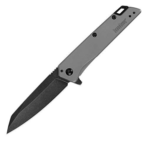 Kershaw سكين جيب كيرشو ميسديركت؛ شفرة بطول 2.9 بوصة من الفولاذ المقاوم للصدأ 4Cr13 بتشطيب أسود أكسيد أسود، مقبض بتشطيب حجر مغسول من الفولاذ المقاوم للصدأ مزود بفتح مساعد SpeedSafe، فليبر وقفل إطار (1365) - Image 1