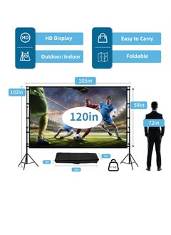 CityRiya-Long Projector Screen with Stand,120 Inch Portable Indoor Outdoor Projection Screen 16:9 Hd 4K Wrinkle-Free Outdoor Movies Screen Carrying Bag for Home Backyard Theater  - Image 2