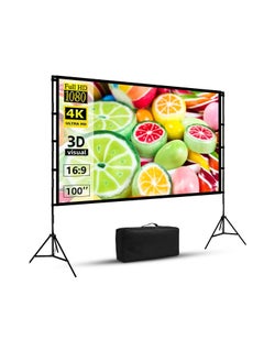 CityRiya-Long Projector Screen with Stand,120 Inch Portable Indoor Outdoor Projection Screen 16:9 Hd 4K Wrinkle-Free Outdoor Movies Screen Carrying Bag for Home Backyard Theater  - Image 4