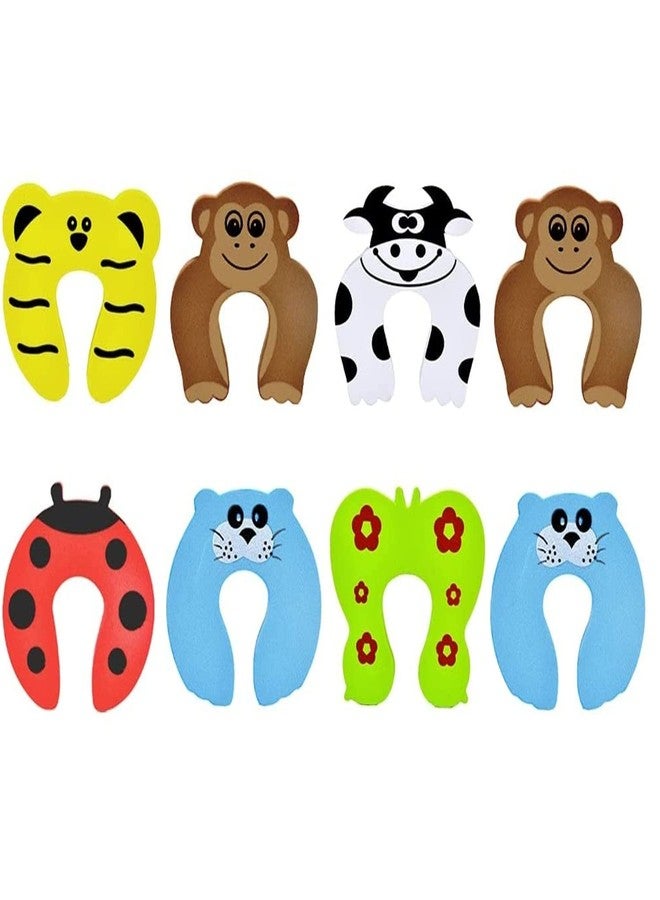 HEXONIQ Finger Pinch Guard Cartoon Animal Door Stop Soft Foam Cushion Baby Finger Protector, Prevent Finger Pinch Injuries, Slamming Door & Child, Pet from Getting Locked in Room, Random, Pack of 8 - Image 1