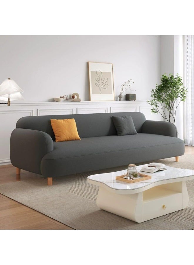 Ripple FURNITURE UAE Homes Modern 3-Seater Sofa, Upholstered Fabric, Light Grey, Wooden Legs (Dark Grey) - Image 1