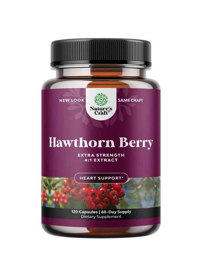 Natures Craft Extra Strength Hawthorn Berry Capsules 1330Mg 4:1 Hawthorn Extract Digestion And Heart Health Supplement Nongmo Hawthorn Berry Extract Plant Polyphenols Supplement For Men And Women 120 Servings - Image 1
