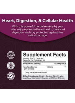 Natures Craft Extra Strength Hawthorn Berry Capsules 1330Mg 4:1 Hawthorn Extract Digestion And Heart Health Supplement Nongmo Hawthorn Berry Extract Plant Polyphenols Supplement For Men And Women 120 Servings  - Image 3