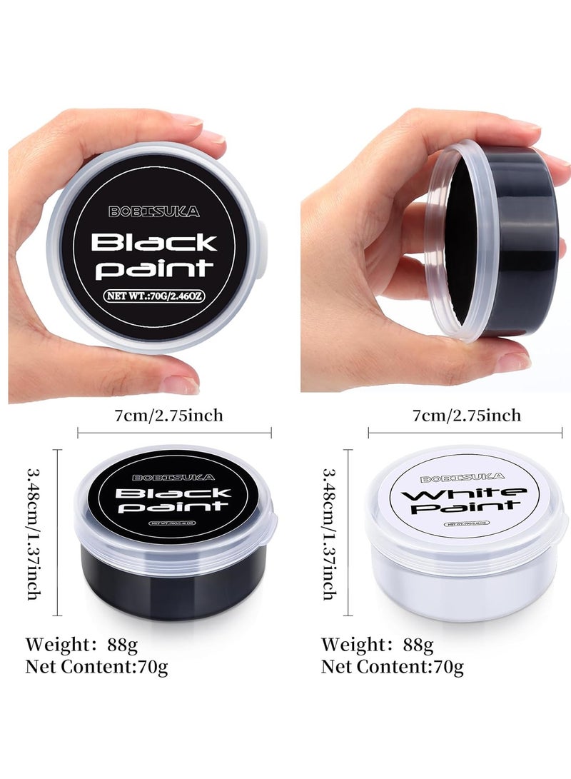 BOBISUKA BOBISUKA Halloween Black and White Face Body Paint Oil Based Face Painting Kit for Adult Non Toxic Large Capacity Facepaint for Cosplay Clown Skeleton Vampire Special Effects Makeup - Image 2