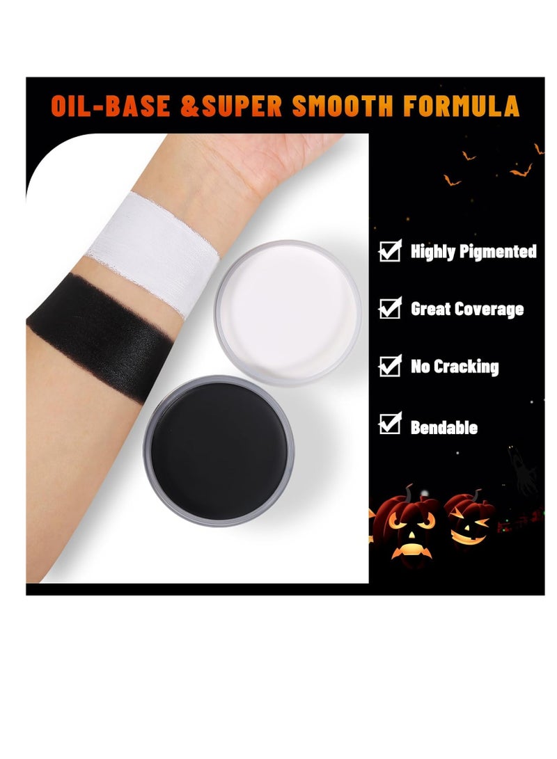 BOBISUKA BOBISUKA Halloween Black and White Face Body Paint Oil Based Face Painting Kit for Adult Non Toxic Large Capacity Facepaint for Cosplay Clown Skeleton Vampire Special Effects Makeup - Image 3