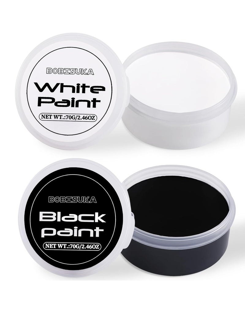 BOBISUKA BOBISUKA Halloween Black and White Face Body Paint Oil Based Face Painting Kit for Adult Non Toxic Large Capacity Facepaint for Cosplay Clown Skeleton Vampire Special Effects Makeup - Image 1