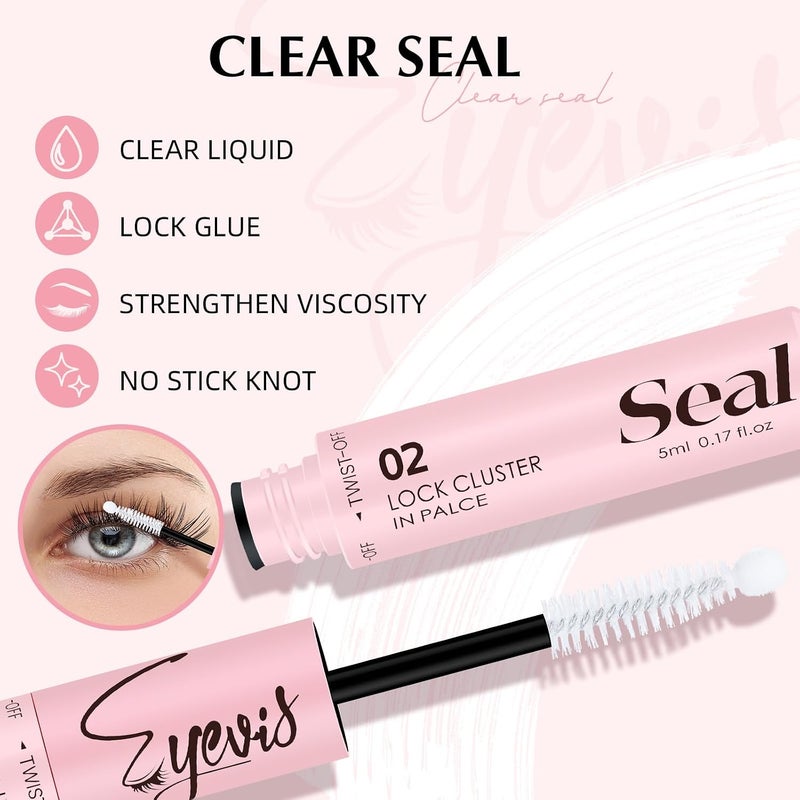 EYEVIS Lash Bond and Seal 10ML Waterproof Lash Cluster Glue Lash Seal 2-in-1 Lash Glue for Eyelash Clusters Long-Lasting for DIY Lash Extensions at Home(Black Bond and Clear Seal,10ML) - Image 4