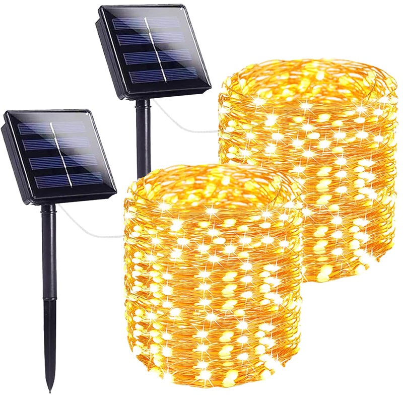 ExtraLong 144FT Solar String Lights for Outside 2 Pack 400LED Solar Fairy Lights Outdoor Waterproof Copper Wire with 8 Modes Solar Twinkle Lights for Tree Garden Party Patio Xmas Decor Warm White