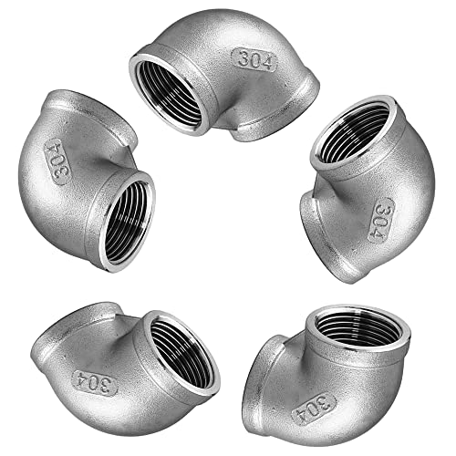 Pysrych Stainless Steel 304 Cast Pipe Fitting 90 Degree Elbow 12 NPT Female x 12 NPT Female Pack of 5 - Image 1