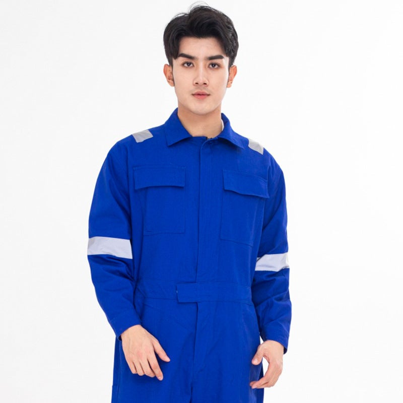 Wear-Resistant Long-Sleeved Work Clothes with Reflective Strips – Protective Gear for Welding and Mining - Image 1