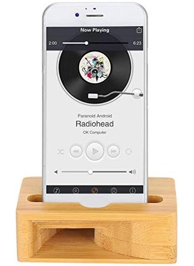 erorex - Phone Holder Speaker Amplifier Bamboo Wood Phone Sound Speaker Amplifier Holder Desk Dock Docking Phone Accessory Durable And Compact - Image 1