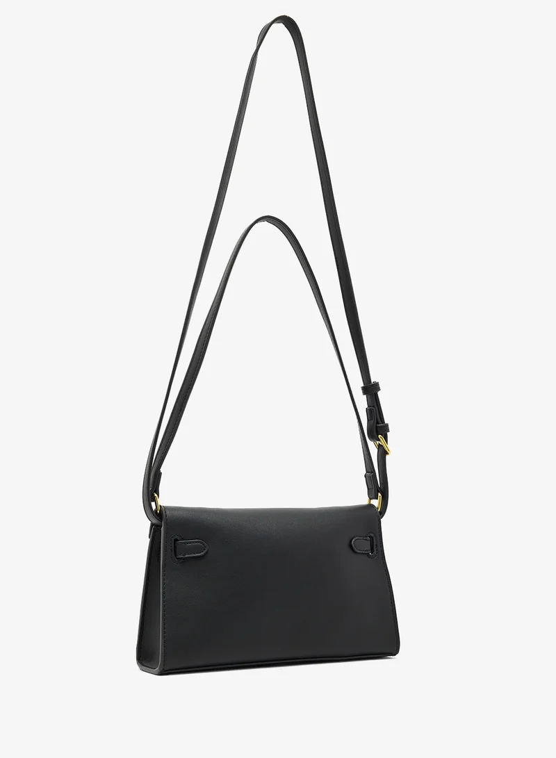 ELLA Gold Accent Structured Buckle Detailed Crossbody