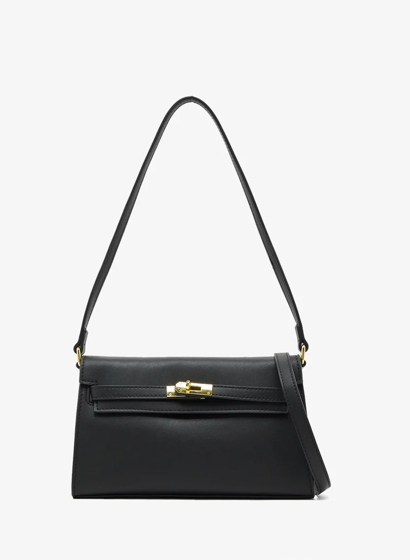 ELLA Gold Accent Structured Buckle Detailed Crossbody