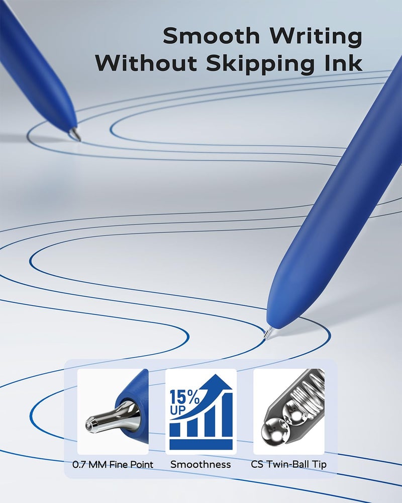 STAGEEK Blue Gel Pens GX3, 12Pcs Quick Dry Blue Ink Pens with 3 Extra Refills, Fine Point Retractable Smooth Writing Pens for Journaling, Office, Note Taking, School Supplies, Nurse Aesthetic(Blue) - Image 2