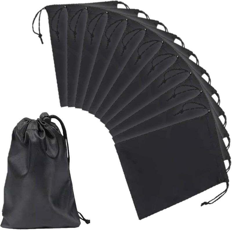 Small Drawstring Bags: 1 Black Oxford Cloth Pouch - Waterproof Dust Proof Reusable Storage Bag for Travel Organization & Home Storage - Image 1