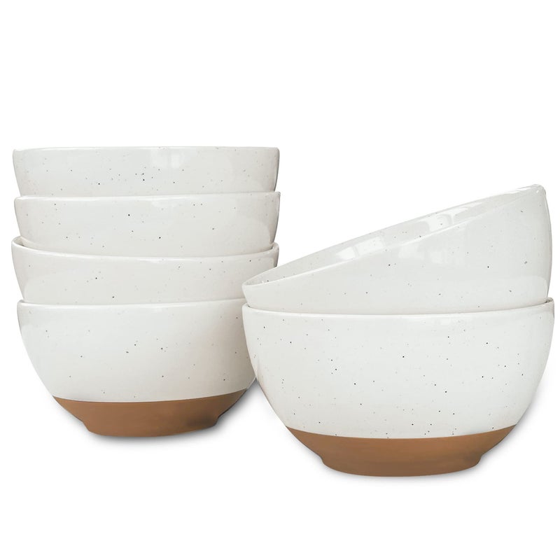 Mora Ceramic Small Dessert Bowls - 16oz, Set of 6 - Microwave, Oven and Dishwasher Safe, For Rice, Ice Cream, Soup, Snacks, Cereal, Chili, Side Dishes etc - Microwavable Kitchen Bowl, Vanilla White - Image 1