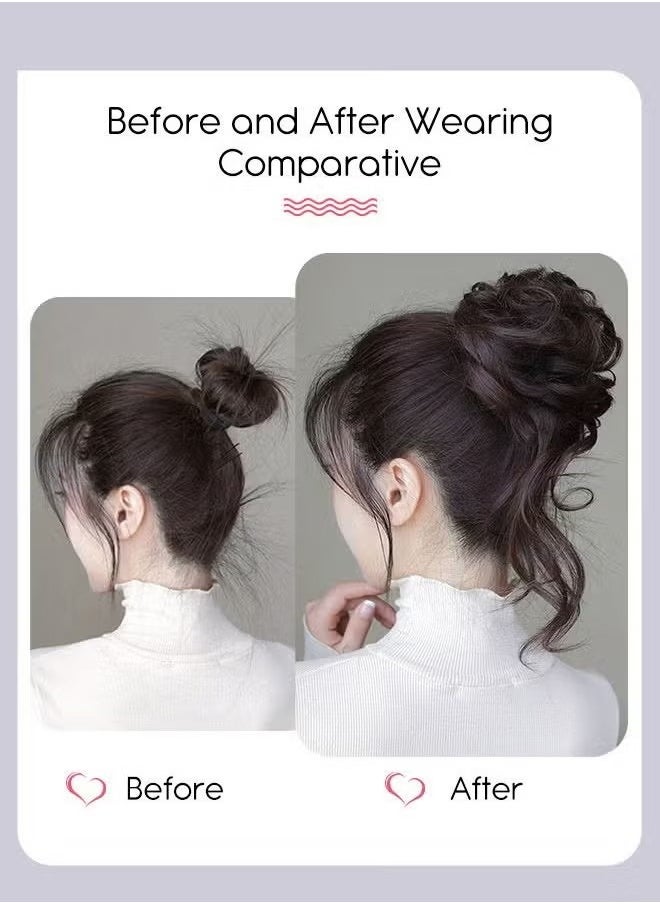 Generic Messy Curly Hair Bun Extensions, Wavy Synthetic Chignon with High Elastic Claw, Hair Accessories Donut Roller Bun Wig for Women Updo Scrunchies, Brown  - Image 2