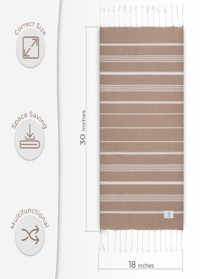 Ossano Towels Classic Sultan Series Turkish Hand Towel Set of 2 - (18x40 inch) - Light Brown - Image 4