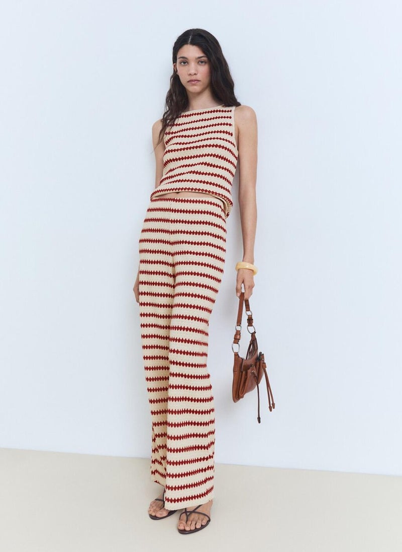 MANGO Geometric Print Regular Fit Trousers  - Image 4